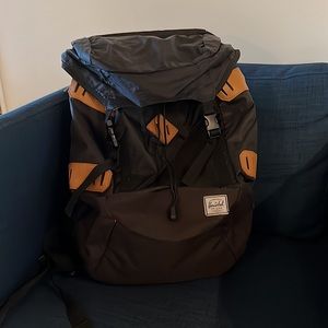 Hershel Rare Black with Leather Backpack